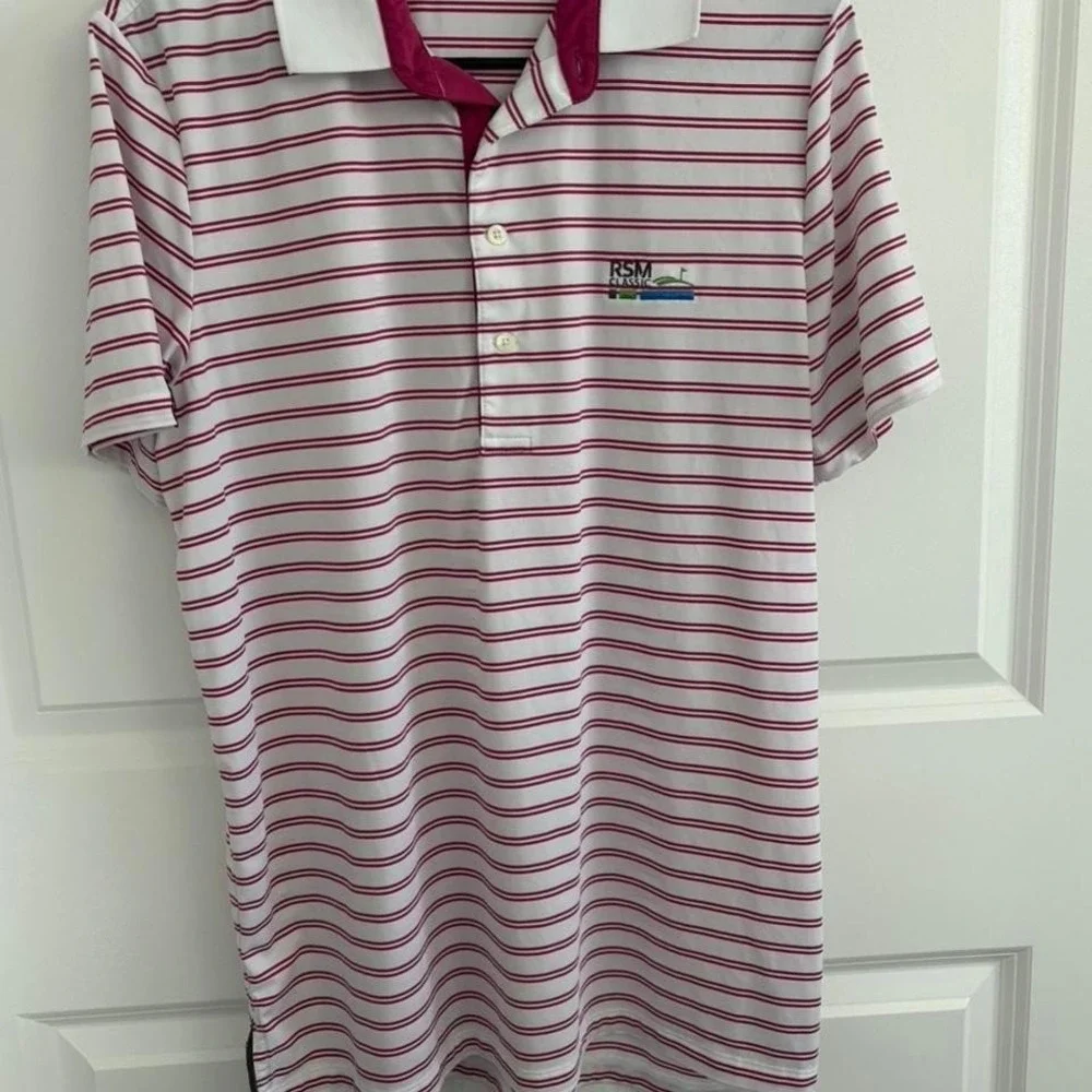Ralph Lauren white‎ and berry striped polo shirt